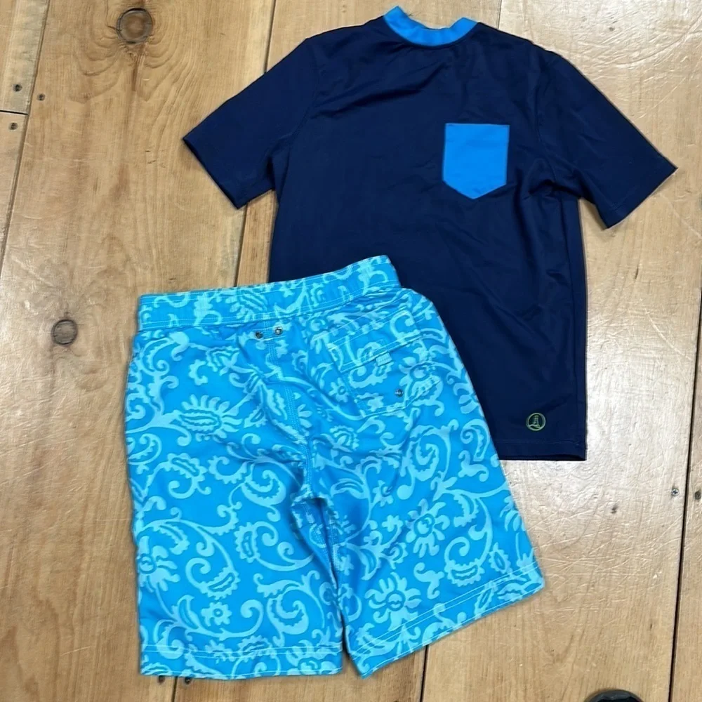 Land’s End kids boys Hawaiian Swimwear Suit with Trunks, M 10/12